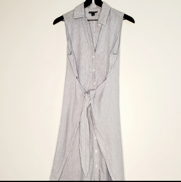 THREAD STORY PIN STRIPE SHIRT SLEEVELESS DRESS SIZE LARGE - Picture 1 of 4